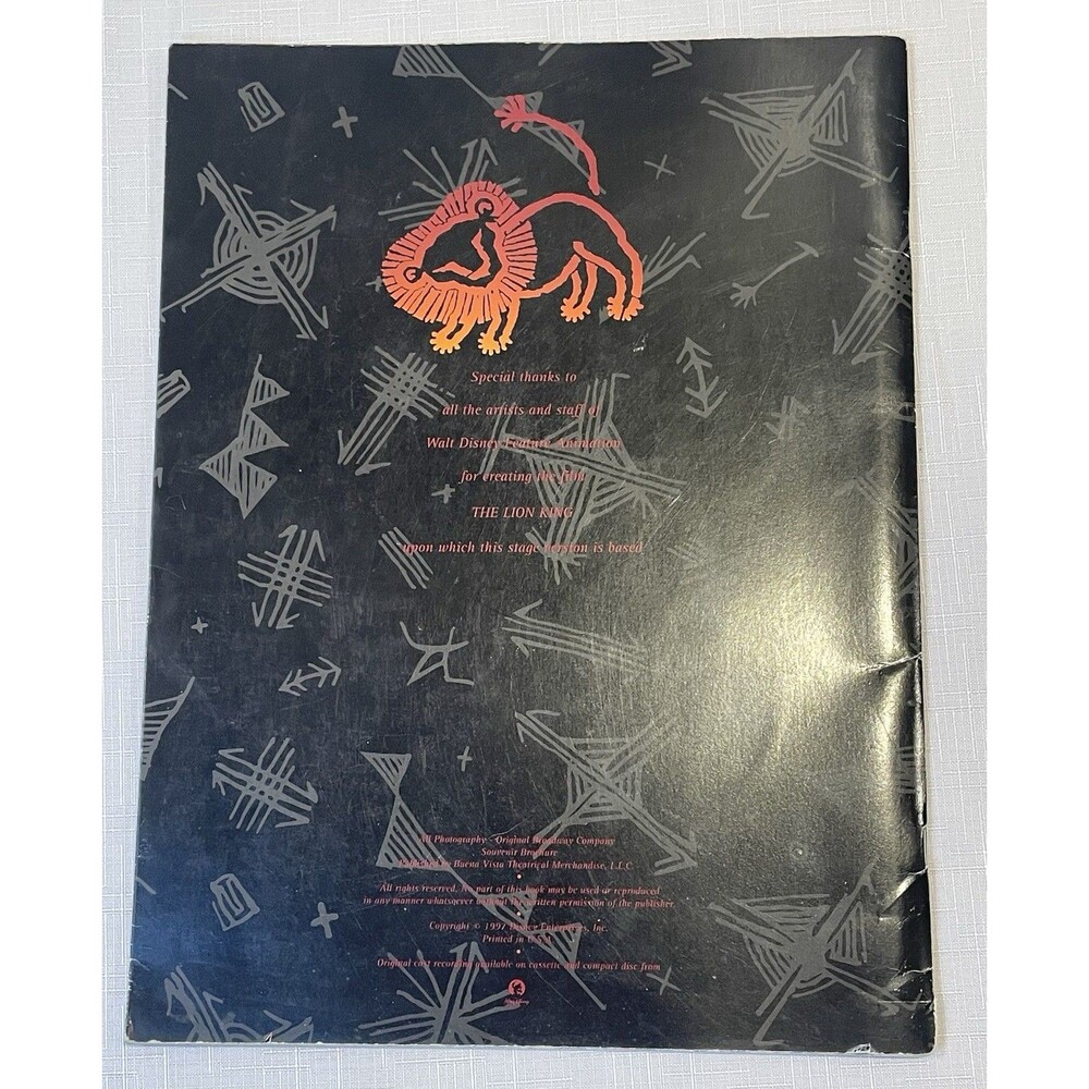 Disney THE LION KING Broadway Musical Souvenir Program Book & Casting Guide 1997 - Picture 2 of 16
